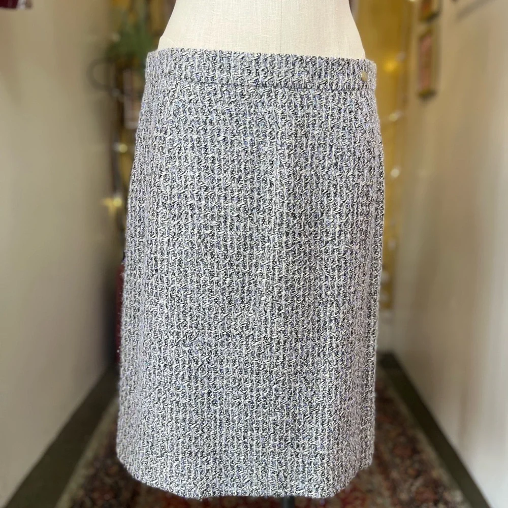 CHANEL Fantasy Tweed Jacket Gray and Metallic and Skirt Set